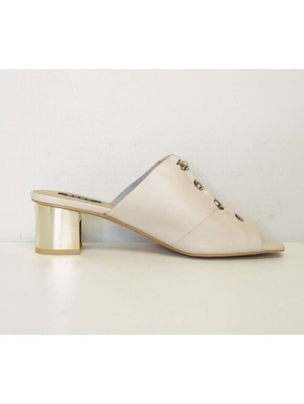 Stone Open Toe Mules Leather with Gold | DKNY | 8.5 | SKU204 - Picture 5 of 6